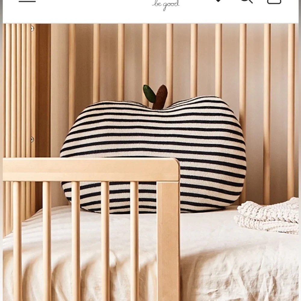 OEUF NYC Breton Striped Baby Alpaca Decorative Apple Pillow NWT